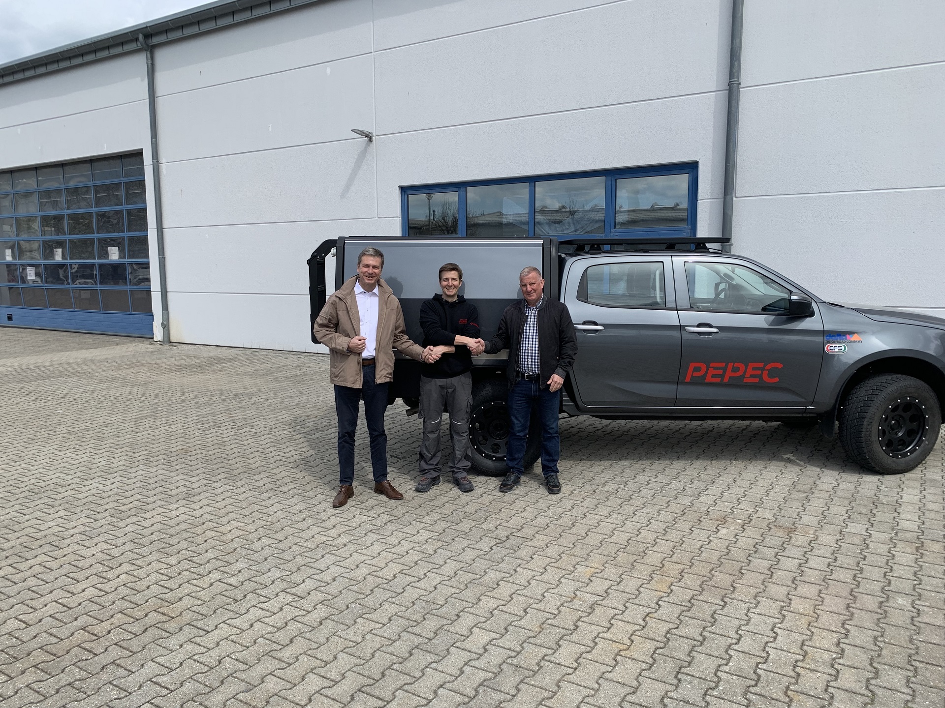 Clemens Mayer, Sales Director Industrilas AG, Peter Schmidt, Owner Pepec and Ulrich Lickert, Sales Engineer Industrilas AG are happy partners